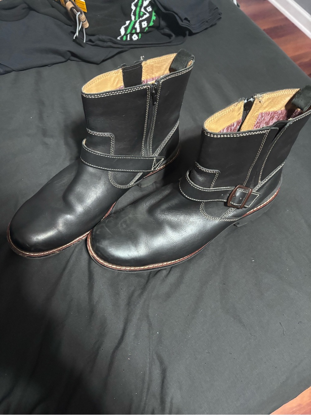 Clarks Black Leather Buckle Engineer Boots